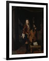 Portrait du musicien Johan Schenk (jouant une partition de Marin Marais)-Constantin Netscher-Framed Giclee Print