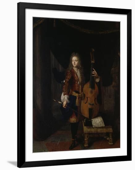 Portrait du musicien Johan Schenk (jouant une partition de Marin Marais)-Constantin Netscher-Framed Giclee Print