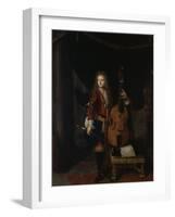 Portrait du musicien Johan Schenk (jouant une partition de Marin Marais)-Constantin Netscher-Framed Giclee Print