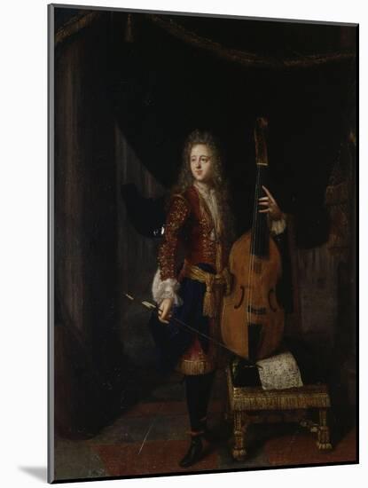 Portrait du musicien Johan Schenk (jouant une partition de Marin Marais)-Constantin Netscher-Mounted Giclee Print