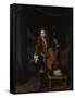 Portrait du musicien Johan Schenk (jouant une partition de Marin Marais)-Constantin Netscher-Framed Stretched Canvas