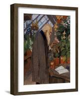 Portrait Du Scientifique Charles Robert Darwin (1809-1882) Examinant Des Plantes Dans La Serre Lan-Mikhail Dmitrievich Ezuchevsky-Framed Giclee Print