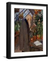 Portrait Du Scientifique Charles Robert Darwin (1809-1882) Examinant Des Plantes Dans La Serre Lan-Mikhail Dmitrievich Ezuchevsky-Framed Giclee Print