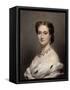 Portrait en buste de l'Impératrice Eugénie.-Franz Xaver Winterhalter-Framed Stretched Canvas