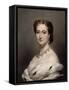 Portrait en buste de l'Impératrice Eugénie.-Franz Xaver Winterhalter-Framed Stretched Canvas