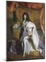 Portrait en pied de Louis XIV âgé de 63 ans en grand costume royal (1638-1715)-Hyacinthe Rigaud-Mounted Giclee Print