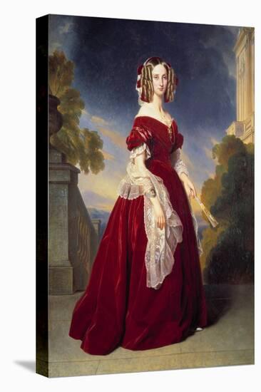 Portrait En Pied De Louise Marie Therese Charlotte Isabelle D'orleans, Queen of the Belgians (1812--Franz Xaver Winterhalter-Stretched Canvas
