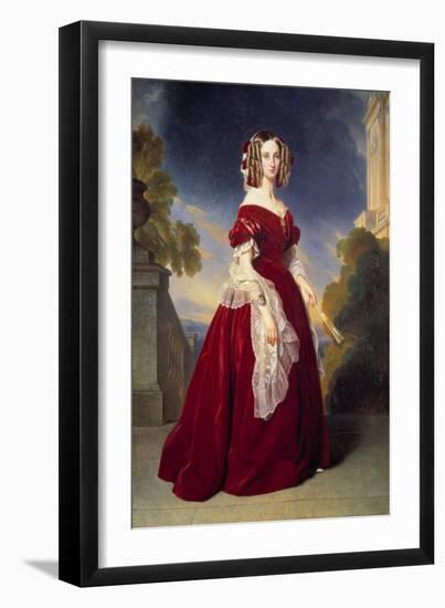 Portrait En Pied De Louise Marie Therese Charlotte Isabelle D'orleans, Queen of the Belgians (1812--Franz Xaver Winterhalter-Framed Giclee Print