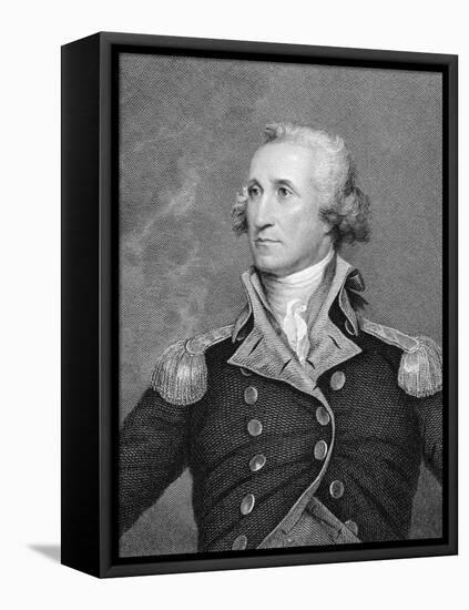 Portrait Engraving of George Washington after Painting-John Trumbull-Framed Stretched Canvas