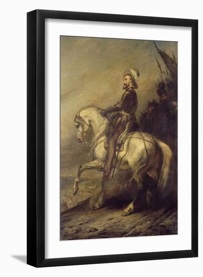 Portrait équestre d'Henri IV à la tête de ses troupes-Ary Scheffer-Framed Giclee Print