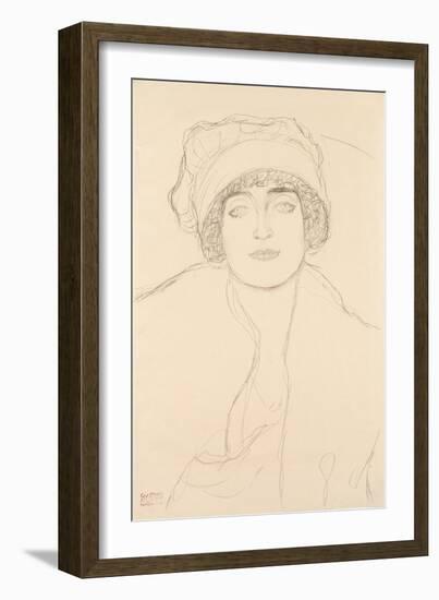 Portrait in a Hat, 1917-118-Gustav Klimt-Framed Giclee Print