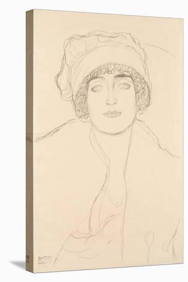 Portrait in a Hat, 1917-118-Gustav Klimt-Stretched Canvas