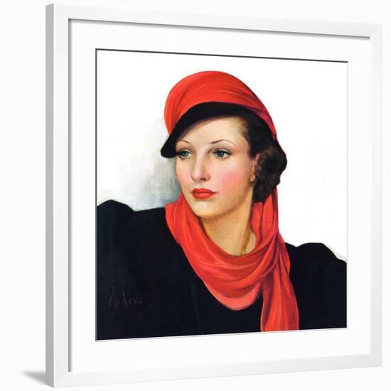 "Portrait in Black and Red,"January 7, 1939-Neysa Mcmein-Framed Giclee Print