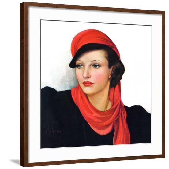 "Portrait in Black and Red,"January 7, 1939-Neysa Mcmein-Framed Giclee Print