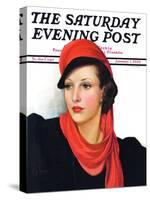 "Portrait in Black and Red," Saturday Evening Post Cover, January 7, 1939-Neysa Mcmein-Stretched Canvas