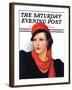 "Portrait in Black and Red," Saturday Evening Post Cover, January 7, 1939-Neysa Mcmein-Framed Giclee Print