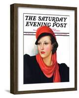 "Portrait in Black and Red," Saturday Evening Post Cover, January 7, 1939-Neysa Mcmein-Framed Giclee Print