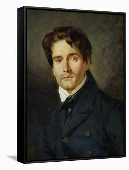 Portrait Leon Riesener-Eugene Delacroix-Framed Stretched Canvas