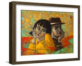 Portrait Lovers, Original Oil Painting on Canvas-Lilun-Framed Art Print