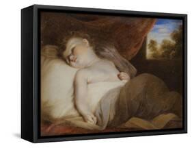 Portrait Miniature of 'A Child Asleep', after Joshua Reynolds-Samuel Shelley-Framed Stretched Canvas