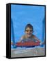 Portrait of 9 Year Old Boy in Swimming Pool, Kiamesha Lake, New York, USA-Paul Sutton-Framed Stretched Canvas