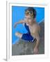 Portrait of 9 Year Old Boy Sitting at the Edge of the Swimming Pool, Kiamesha Lake, New York, USA-Paul Sutton-Framed Photographic Print