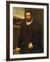 Portrait of a Bearded Gentleman Wearing a Fur-Trimmed Black Costume-Domenico Tintoretto-Framed Giclee Print