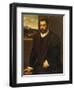 Portrait of a Bearded Gentleman Wearing a Fur-Trimmed Black Costume-Domenico Tintoretto-Framed Giclee Print