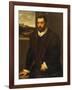 Portrait of a Bearded Gentleman Wearing a Fur-Trimmed Black Costume-Domenico Tintoretto-Framed Giclee Print