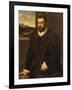 Portrait of a Bearded Gentleman Wearing a Fur-Trimmed Black Costume-Domenico Tintoretto-Framed Giclee Print