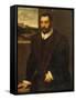 Portrait of a Bearded Gentleman Wearing a Fur-Trimmed Black Costume-Domenico Tintoretto-Framed Stretched Canvas