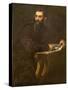 Portrait of a Bearded Man with a Book-Jacopo Robusti Tintoretto-Stretched Canvas