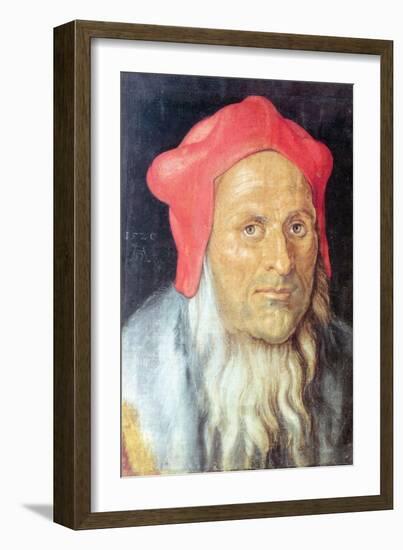 Portrait of a Bearded Man with Red Cap-Albrecht Dürer-Framed Art Print