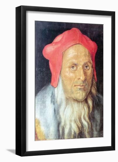 Portrait of a Bearded Man with Red Cap-Albrecht Dürer-Framed Art Print