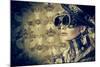 Portrait Of A Beautiful Steampunk Woman Over Vintage Background-prometeus-Mounted Art Print