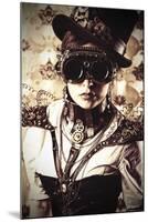 Portrait Of A Beautiful Steampunk Woman Over Vintage Background-prometeus-Mounted Art Print