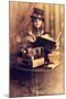 Portrait Of A Beautiful Steampunk Woman Over Vintage Background-prometeus-Mounted Art Print