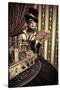 Portrait Of A Beautiful Steampunk Woman Over Vintage Background-prometeus-Stretched Canvas