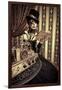 Portrait Of A Beautiful Steampunk Woman Over Vintage Background-prometeus-Framed Art Print