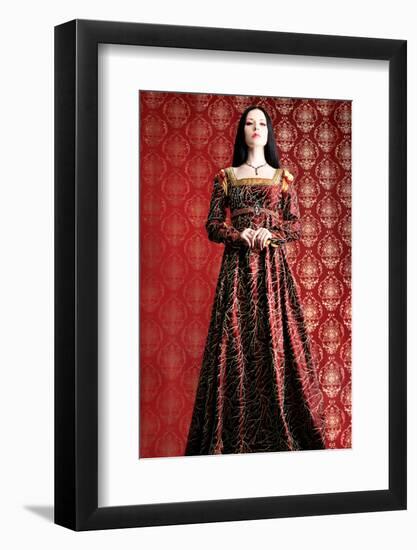 Portrait of a Beautiful Woman in Medieval Era Dress. Shot in a Studio.-prometeus-Framed Photographic Print