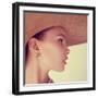 Portrait of a Beautiful Young Brunette Woman in a Hat-Yuliya Yafimik-Framed Photographic Print