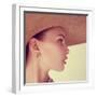 Portrait of a Beautiful Young Brunette Woman in a Hat-Yuliya Yafimik-Framed Photographic Print