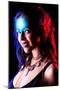 Portrait of a Beautiful Young Woman with Fantasy Makeup. Black Background.-prometeus-Mounted Photographic Print