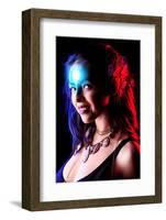 Portrait of a Beautiful Young Woman with Fantasy Makeup. Black Background.-prometeus-Framed Photographic Print