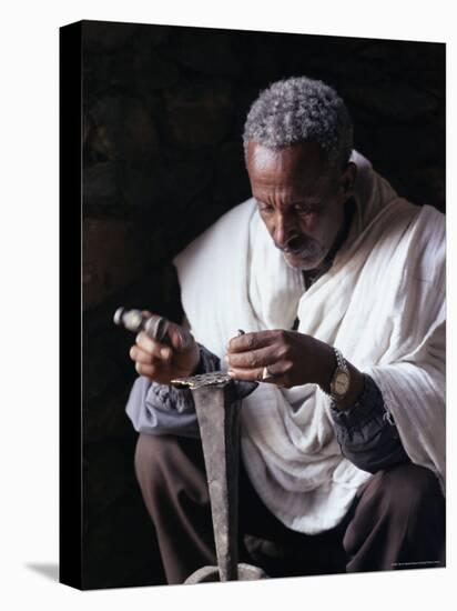 Portrait of a Blacksmith at Work, Town of Axoum (Axum) (Aksum), Tigre Region, Ethiopia, Africa-Bruno Barbier-Stretched Canvas