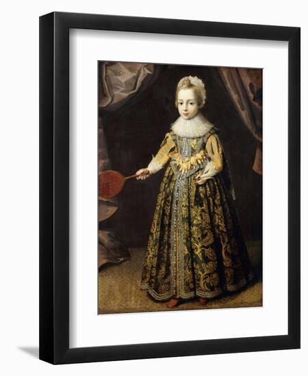 Portrait of a Boy, aged 3, in a Green Dress, Holding a Battledore and Shuttlecock-English School-Framed Giclee Print