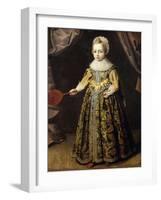 Portrait of a Boy, aged 3, in a Green Dress, Holding a Battledore and Shuttlecock-English School-Framed Giclee Print