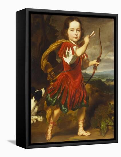 Portrait of a Boy, Full Length, in a Classical Costume with a Bow and Quiver of Arrows,…-Nicholaes Maes-Framed Stretched Canvas