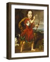 Portrait of a Boy, Full Length, in a Classical Costume with a Bow and Quiver of Arrows,…-Nicholaes Maes-Framed Giclee Print