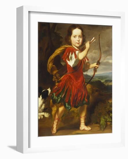 Portrait of a Boy, Full Length, in a Classical Costume with a Bow and Quiver of Arrows,…-Nicholaes Maes-Framed Giclee Print